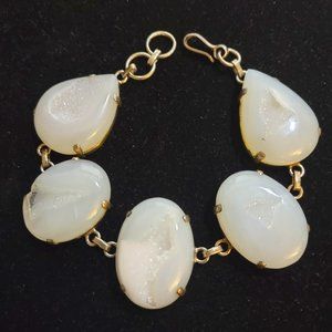 White Moonstone Druzy Bracelet 8"